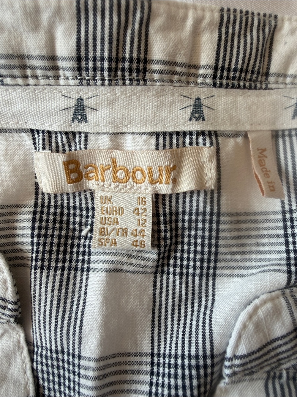 Barbour Gray and White Gingham Long Sleeve Maxi Dress with Waist Tie - Picture 9 of 12
